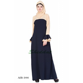 Dual colored abaya- Blue-&-Beige